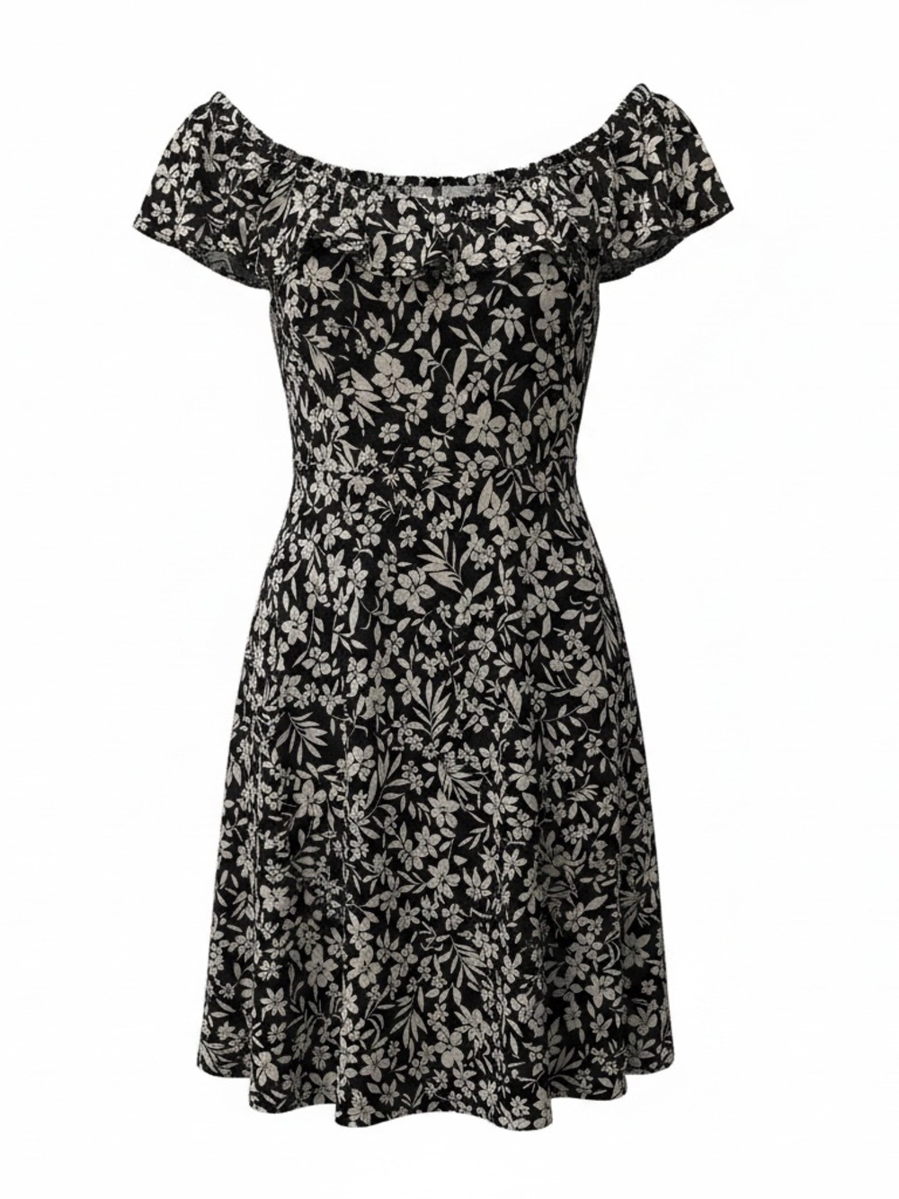 Old Navy Black Floral Off-Shoulder Dress